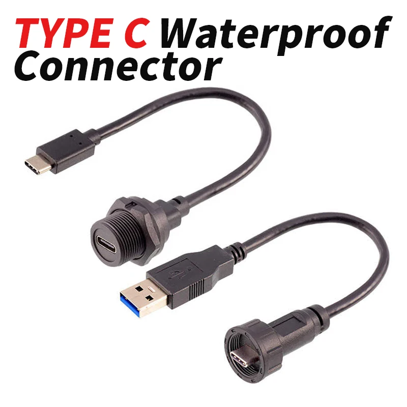 Threaded Type-C Waterproof Connector USB3.0 Male Female Head Shell Installation FPC PCB Welding Socket Type-C Extension Line