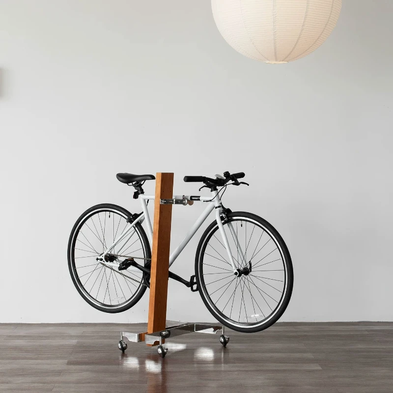 Bicycle Hanger Cycle Rack Removable Bag Medieval Stainless Steel Solid Wood