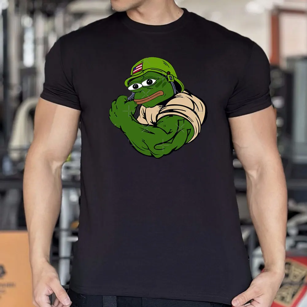 Pepe The Frog Frog-patterned Shirt Cartoon Christmas T-Shirt Men Graphic Unisex Cotton Tees Y2k Clothes Breathable Cotton Shirts