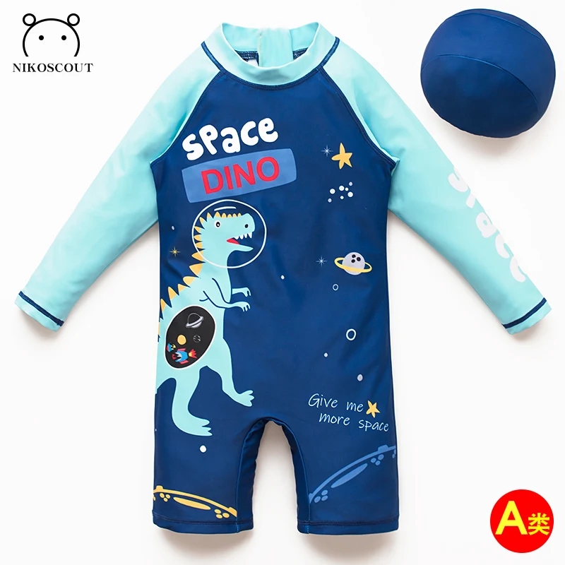 

Children's Swimsuit Boys Long-Sleeved Quick-Drying Sun Protection Boy Baby Swimsuit Kidsren's Dinosaur Cute One-Piece Swimsuit Summer