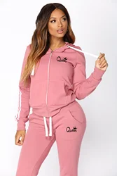 Fashion Women's Hot Long-sleeved Sweater Trousers 2PCS Sportswear Spring Fall Tracksuits Print QUEEN Hooded Joggers Sports Sets