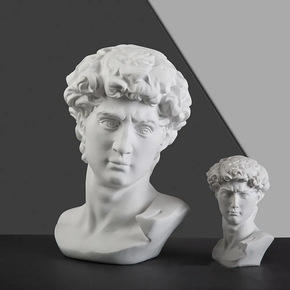 Greek David Bust Statue Resin Decorative Figurines Sculpture Home Office Bookshelf Desk Living Room Decor Mythology Ornaments