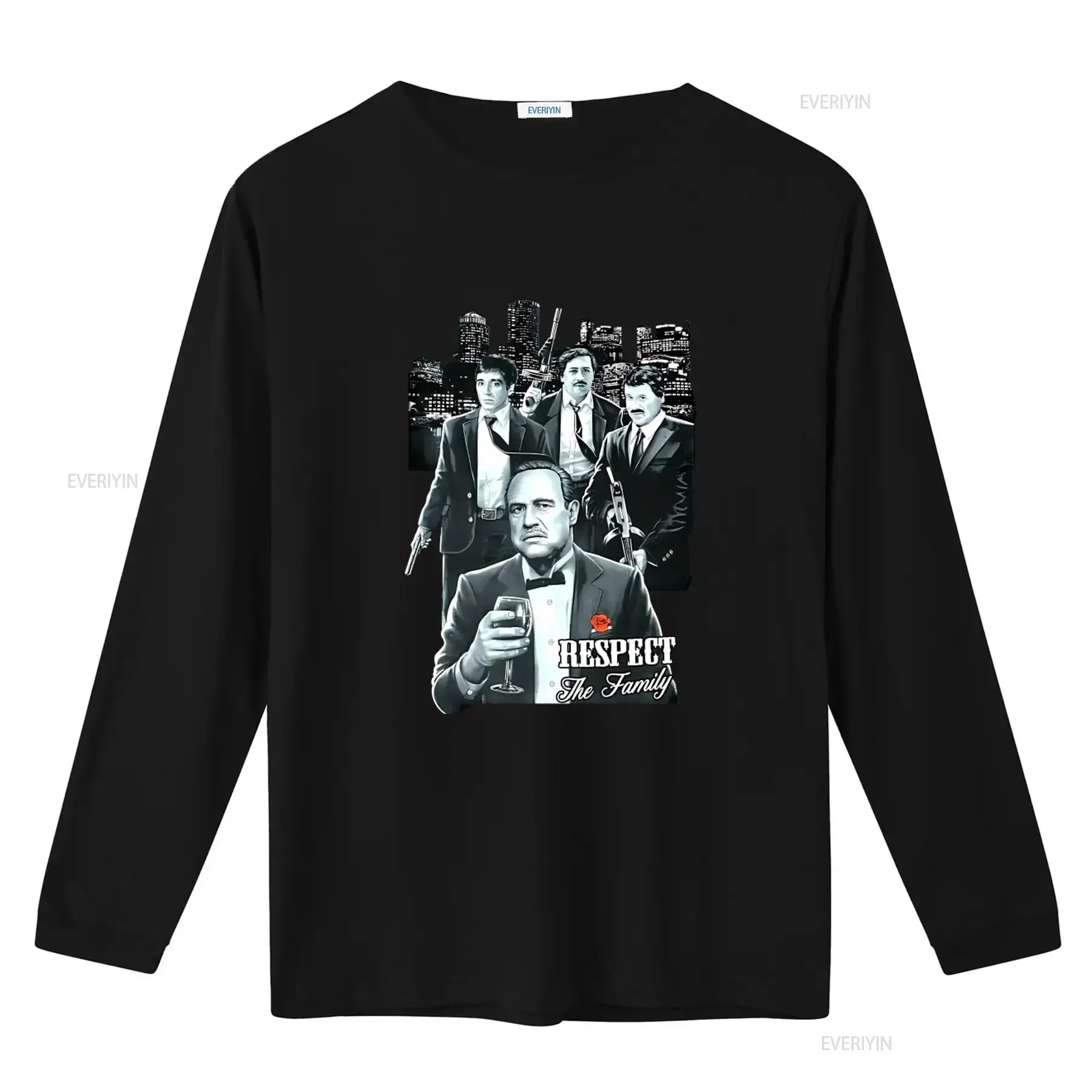 Respect The Family Godfather Scarface Pablo Escobar El Chapo Men's T shirt Premium Quality Print Classic Gangster Theme