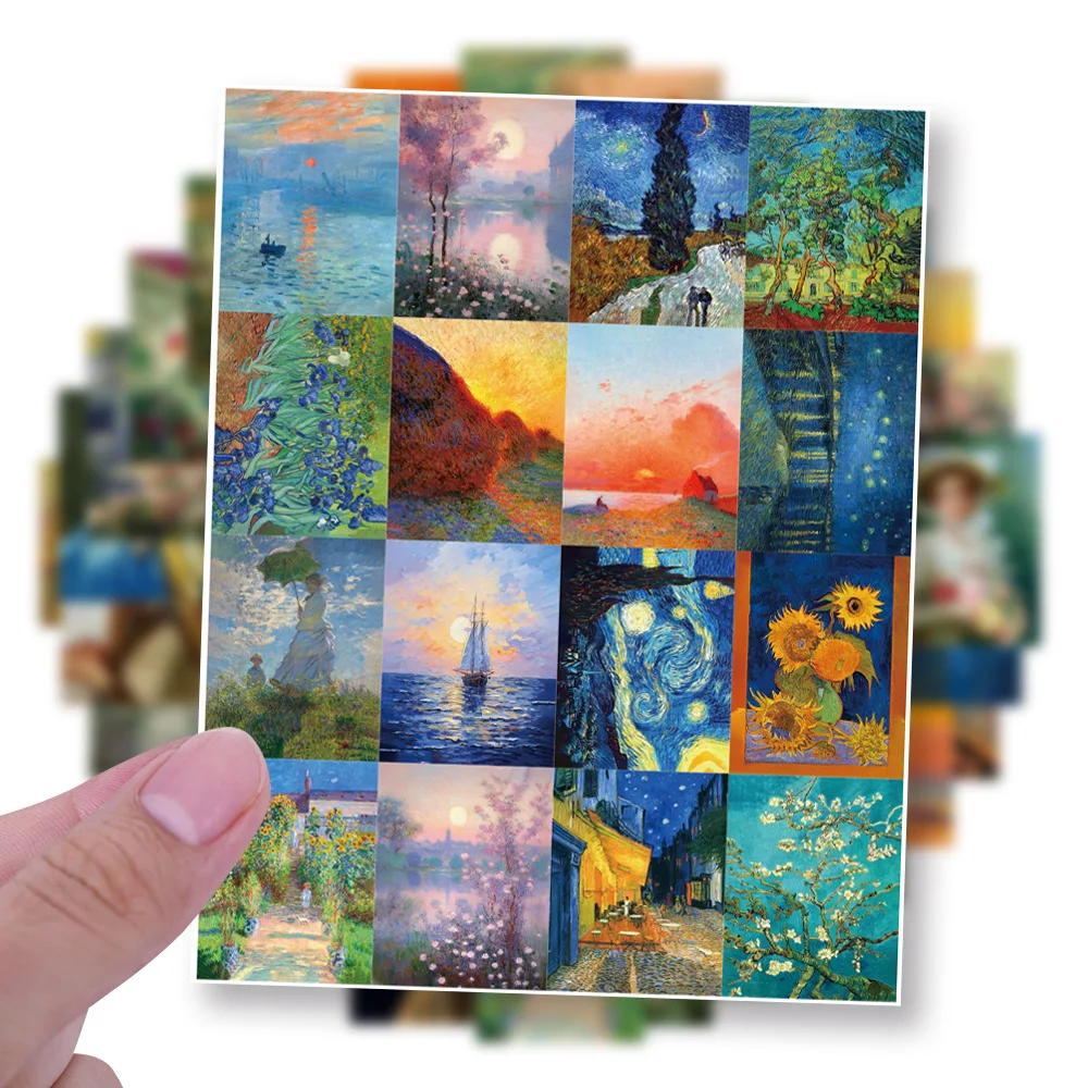 

10/64PCS World Famous Paintings Graffiti Stickers Funny Cartoon Gift DIY Decals Kids Toys Laptop Phone Guitar Bike Decoration