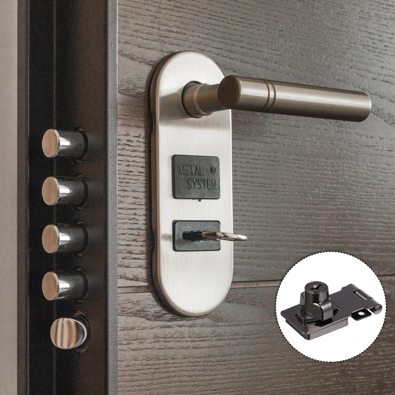

2pcs Keyed Hasp Locks Sturdy Metal Cabinet Door Locking Hardware 90 Degree Rotation For Home Office Storage Boxes