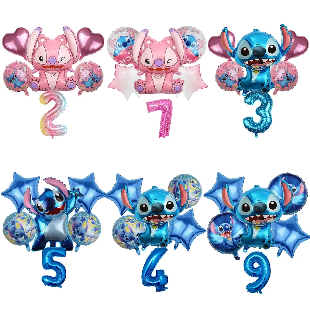 

6Pcs Lilo&Stitch Hawaii Cartoon Shaped Aluminum Film Balloon Children Girl Birthday Party Supplies Festivel DIY Party Decoration