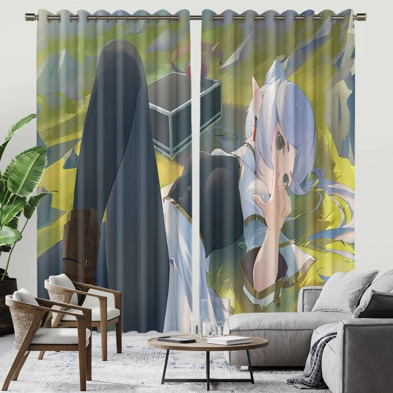 Fantasy Anime Characters Colorful Curtains Household Priestess High Elf Archer Sword Maiden Polyester Waterproof Shower Curtain