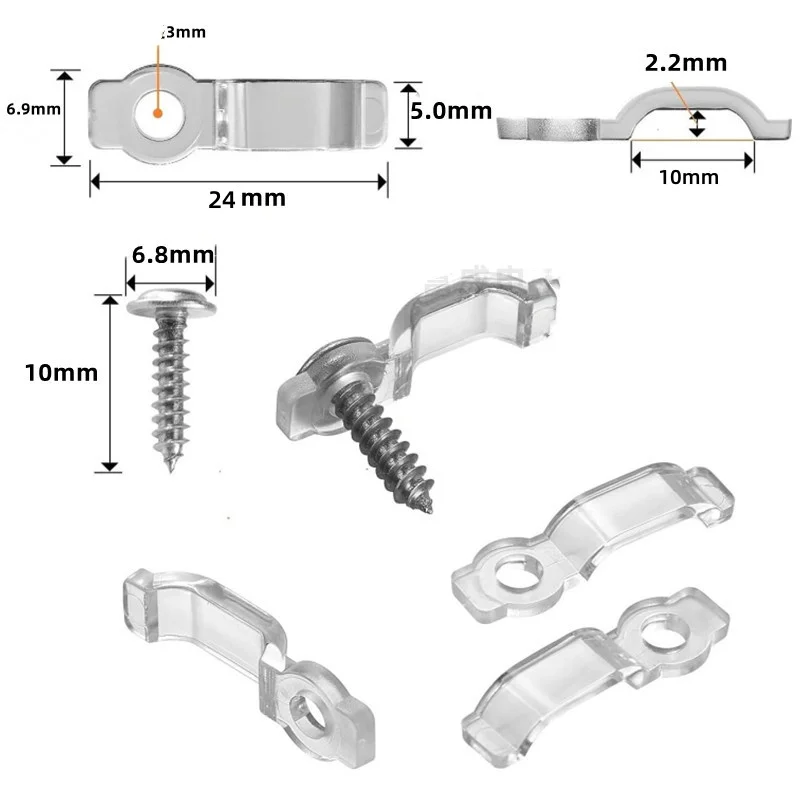 50/100PCS Fixator LED Strip Fixing Clips Led Connector Fix Clips LED Strip Light Bar Cable Clamps LED Lighting Accessories