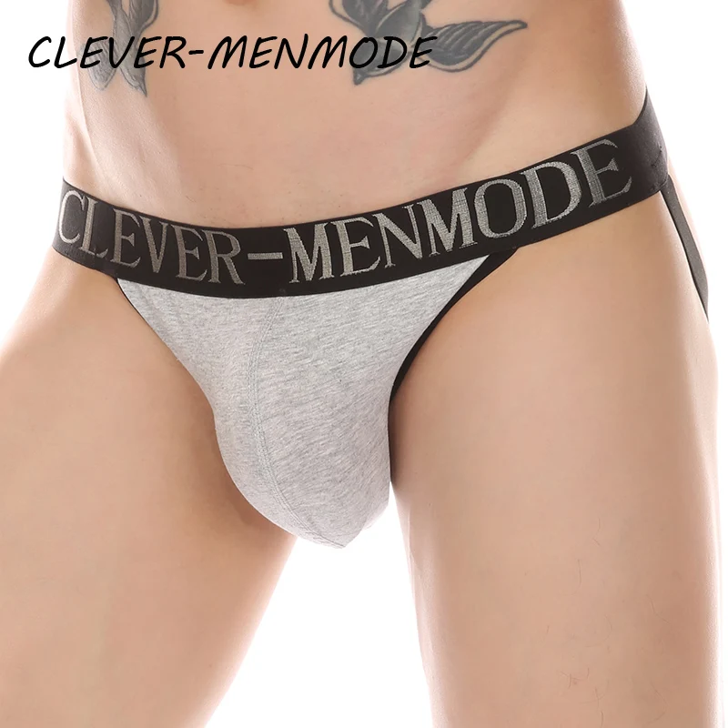 CLEVER-MENMODE Men\'s Sexy Buttocks Thong Raised Bag Backless Underwear G String Crop Top Panty Men Fetishes Sissy Gay Bikini