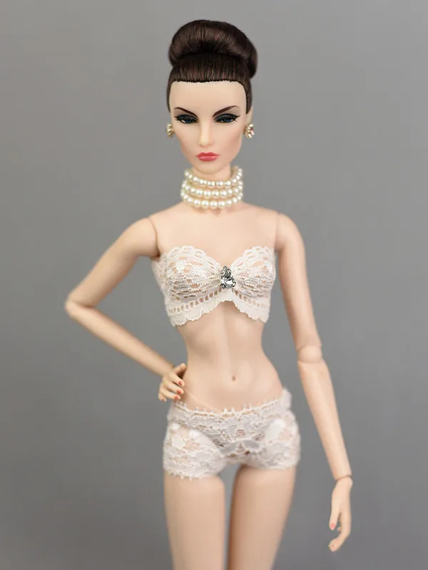 

X1 White Straple Lace Underwear Bikini Set For 30cm Changing Clothes Doll