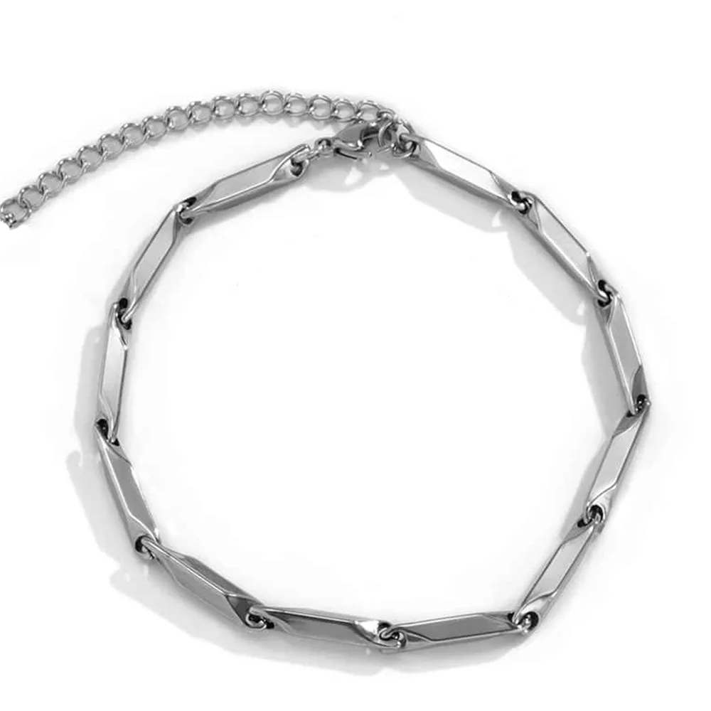 3mm Silberfarbene Edelstahl-Melonensamenkette Herrenarmband Hip-Hop Rock Schmuck Einfaches Modearmband für Damen – Detail 5