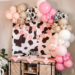 106Pcs Farm Cow Themed Balloons Garland Arch Kit Milk Cow Pink White Latex Balloon Child Birthday Party Decora Farm Party Suppli
