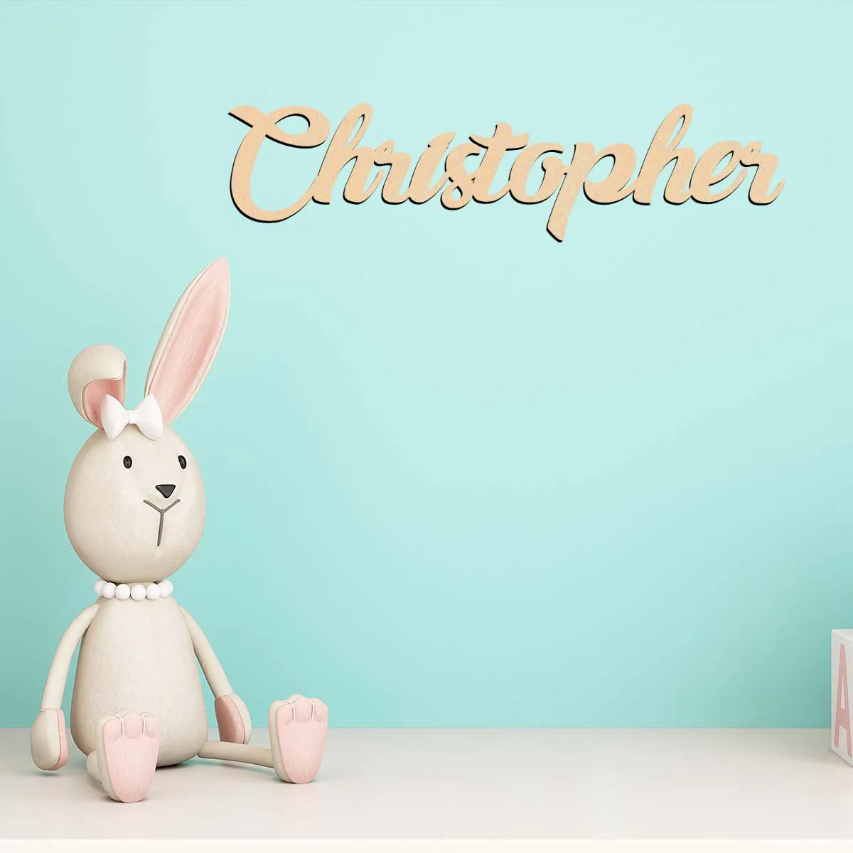 1pc Romantic Chilstopher example Customized Text Wooden Plaque Wood Material Laser-Cut Sign Door Hanging Decor