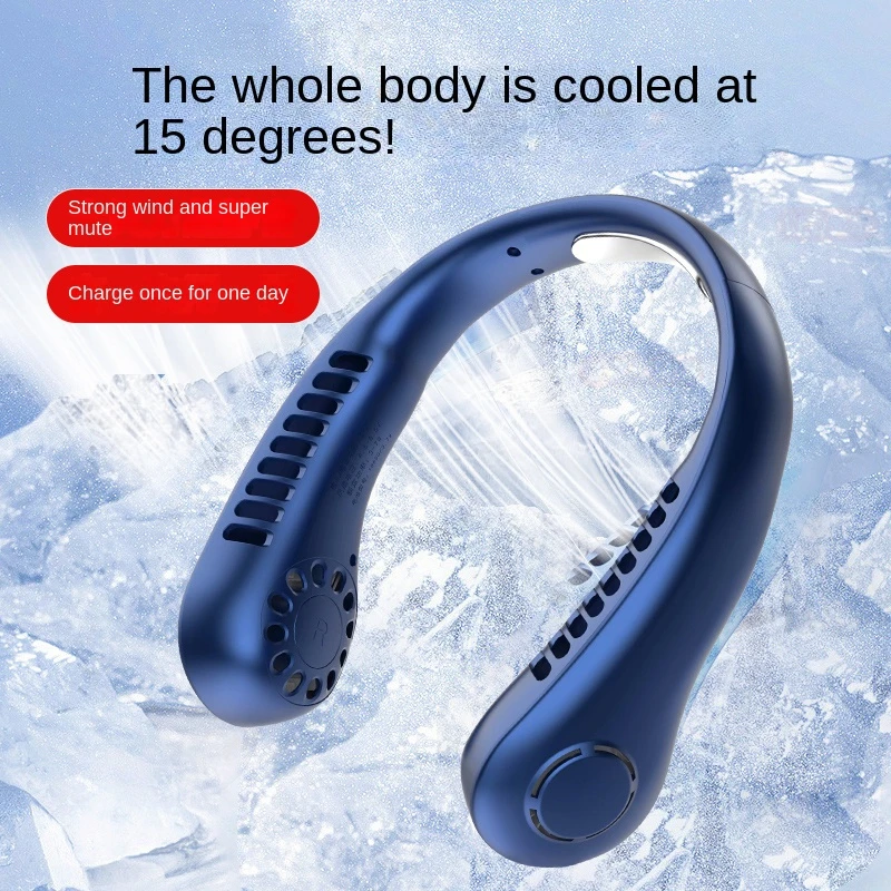 

Personal Neck Cooling Rechargeable Bladeless Fan - Hands Free 5 Speed 4000 mAh Battery USB Operated Wearable Headphone Design