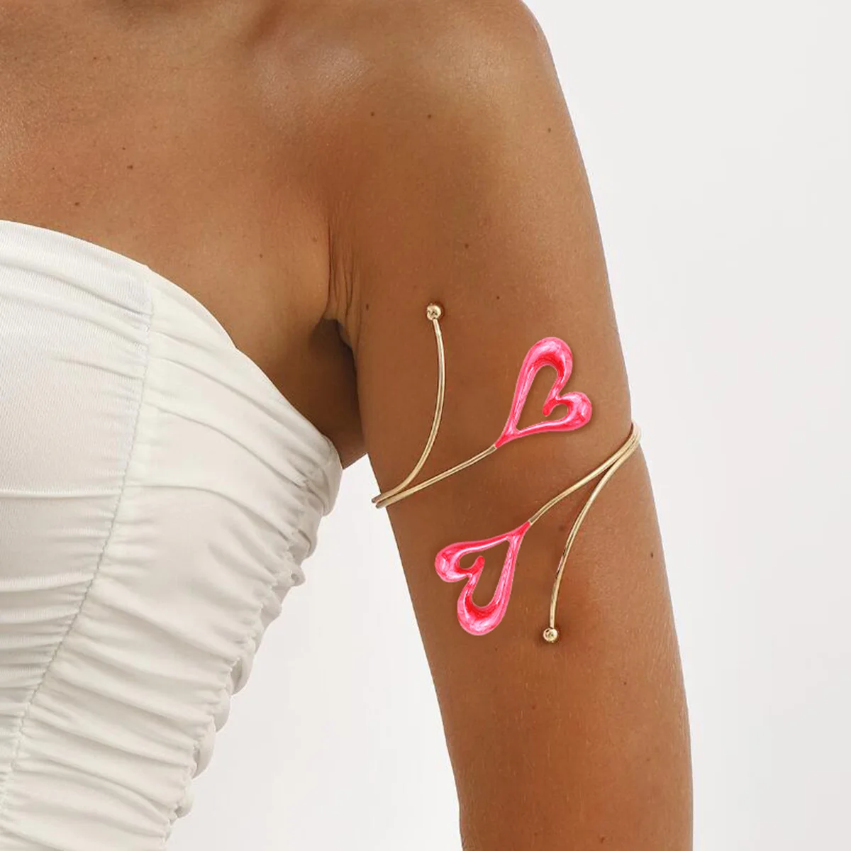 B3800 foreign trade fashion dripping love open arm ring ins personalized metal feeling arm bracelet body jewelry women
