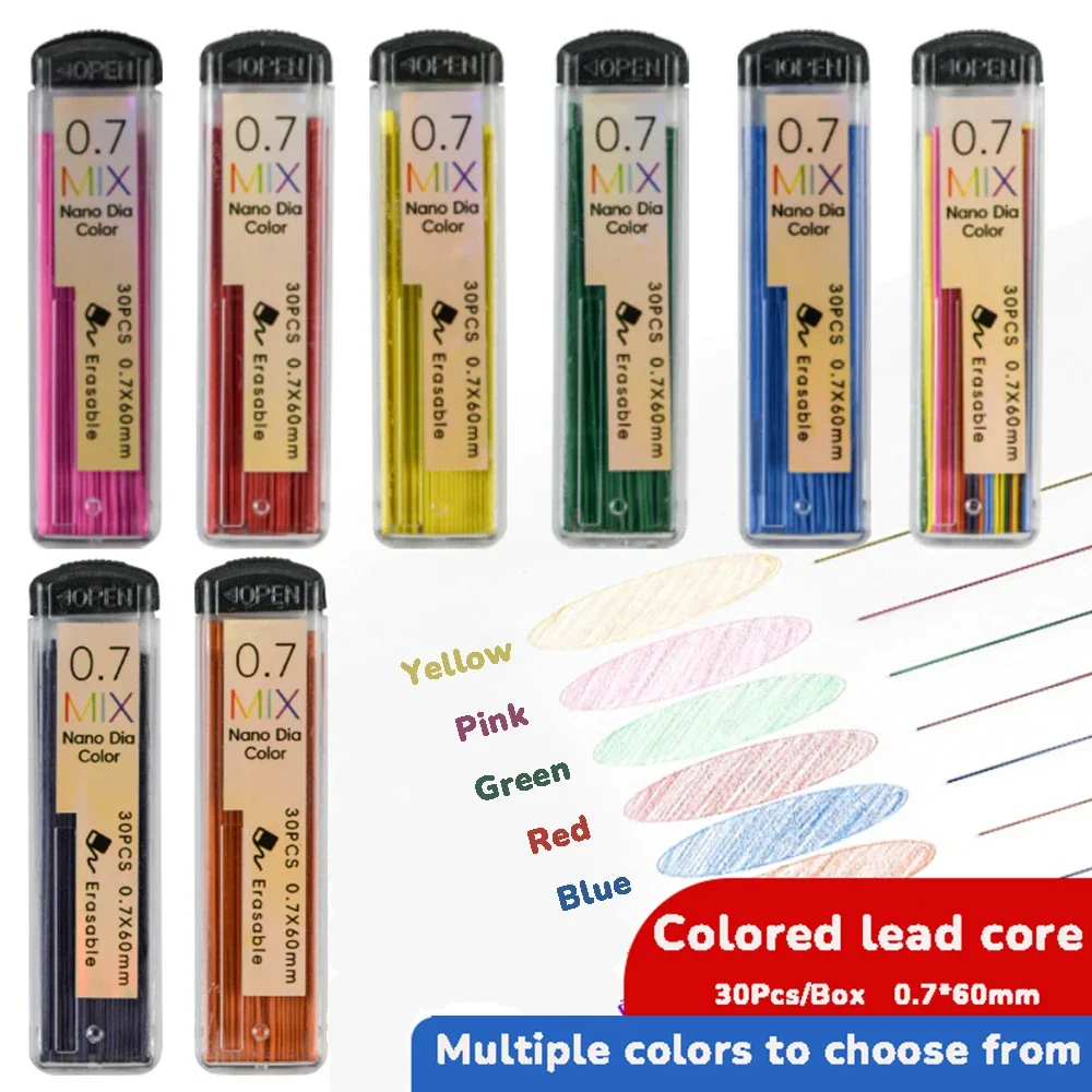 

0.7mm Colored Automatic Lead Refill HB Graphite Lead Art Sketch Painting Pencil Leads Stationery