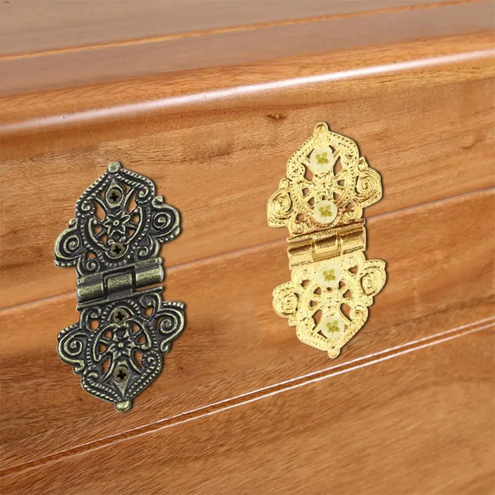 

Antique Bronze Mini Lace Hinge Small Decorative Jewelry Wooden Box Cabinet Door Butt Hinges with Nails Furniture Accessories