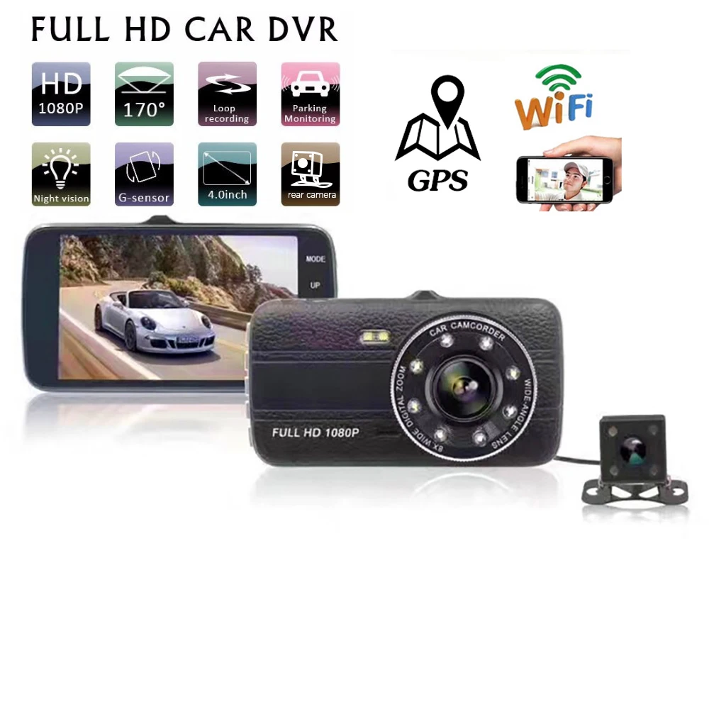 

Car DVR Full HD 1080P WiFi GPS Dash Cam Rear View Vehicle Drive Video Recorder Night Vision Auto Car Camera Dashcam Black Box