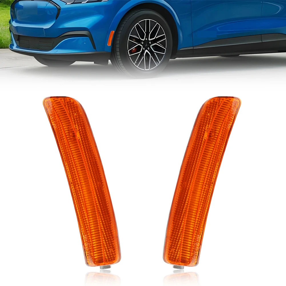 2 Piezas de Luces Laterales de Parachoques Delantero, Reflector, Cubierta de Luz de Guardabarros para Ford Mustang Mach-E 2021 2022 2023 2024 2025, Sin Bombilla