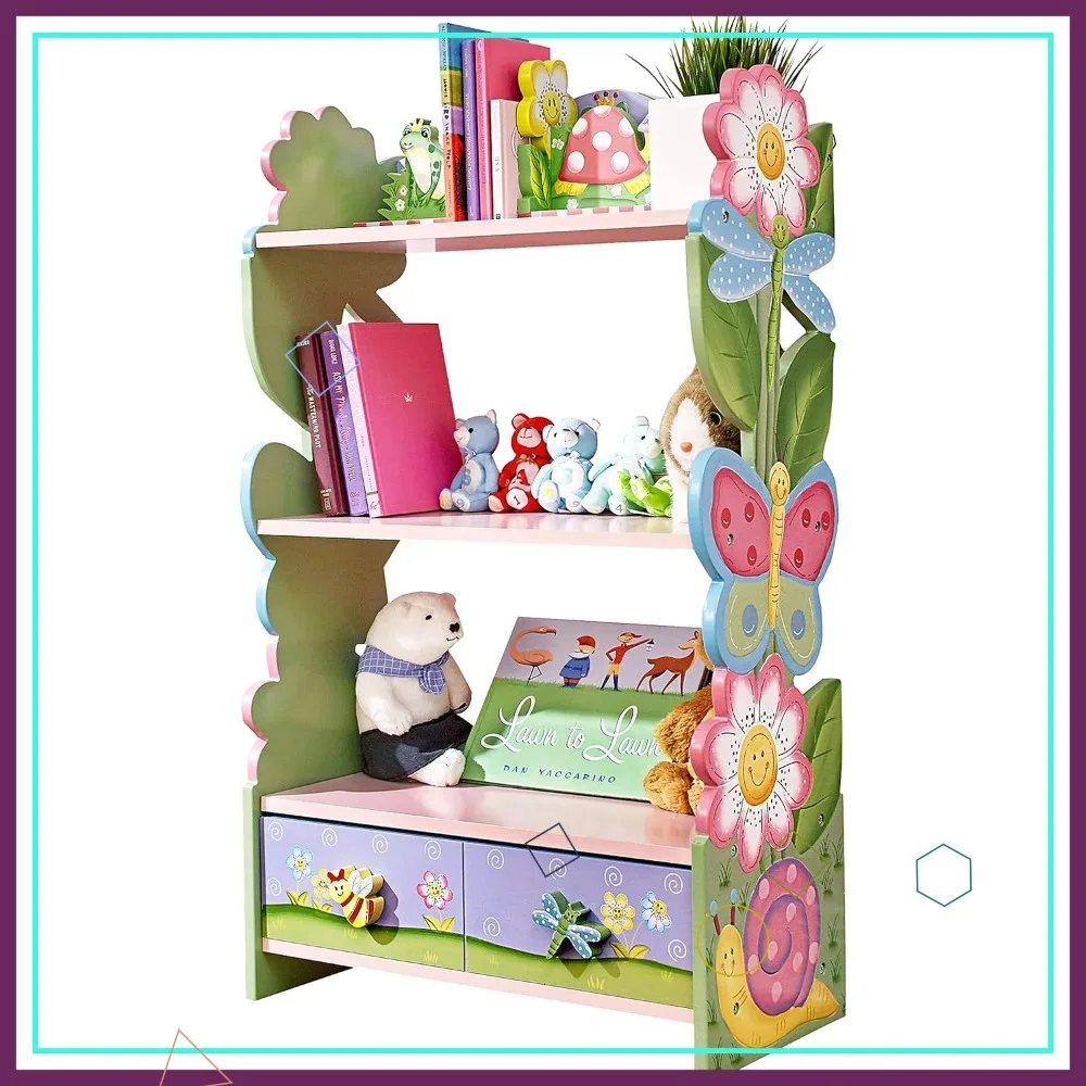 

Kids Toy Bookshelf - Magic Garden Design, Wooden Storage for Bedroom