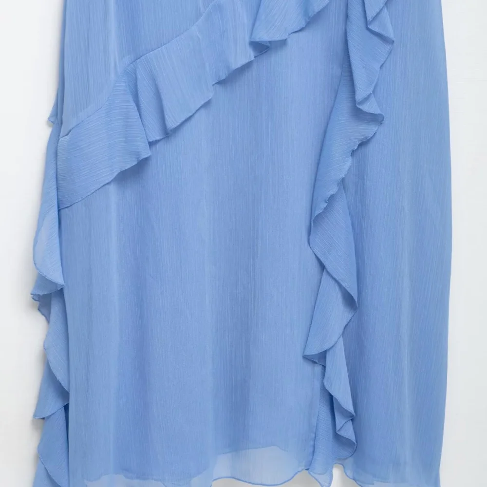 Camisola decorativa em camadas de cor sólida vestido longo com decote em v sem mangas zíper lateral verão novo vestido temperamento feminino