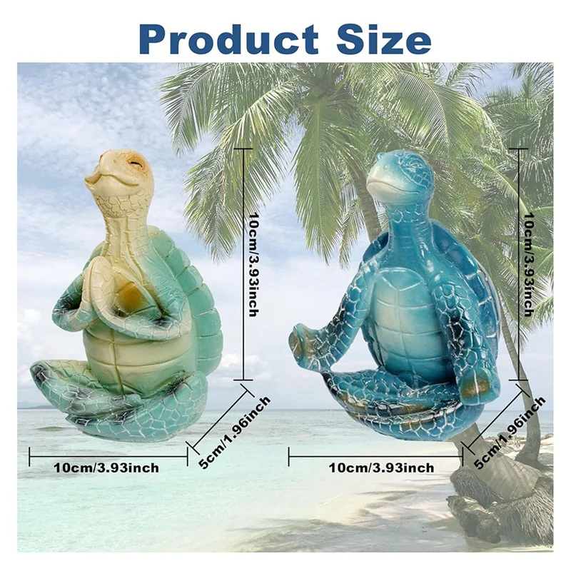 N85R-2 PCS Sea Turtle Meditation Home Decor, Meditation Figurine, Home Decor Yoga Resin Sea Turtle Statue For Home Office