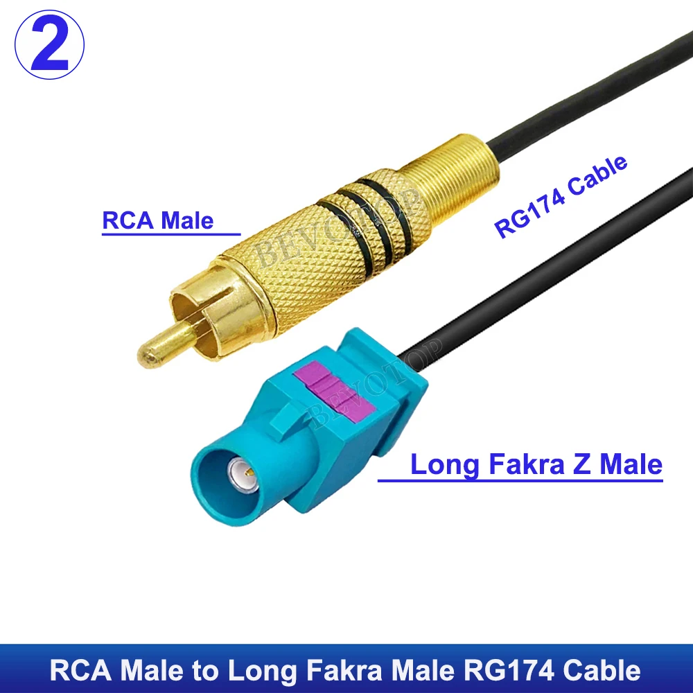 1Pcs RCA Male Plug to Fakra Z Male/Female Video Cable Adapter RG174 Pigtail Car Parking Reversing Rear View Camera Adapter Cable