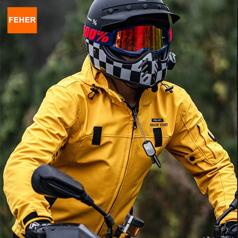 

Мотокуртка FEHER всесезонная унисекс, водонепроницаемая, повседневная, с защитой CE, подходит для езды на мотоцикле