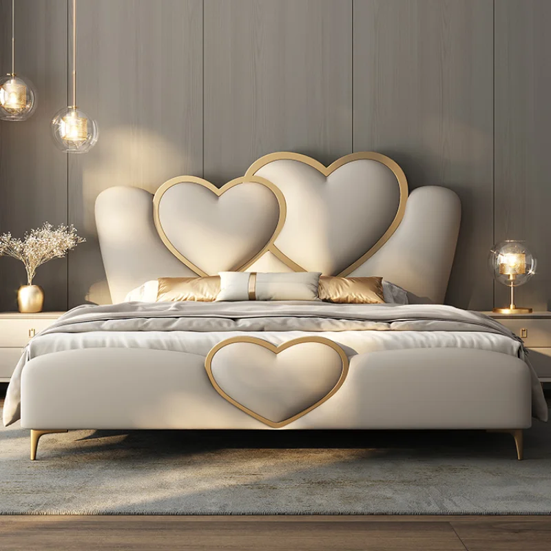 

Heart-shaped Love Bed Frame Wooden Queen Size Luxury Girls Couple Italian Bed Frame Marriage Designer Nordic Cama Home Furniture