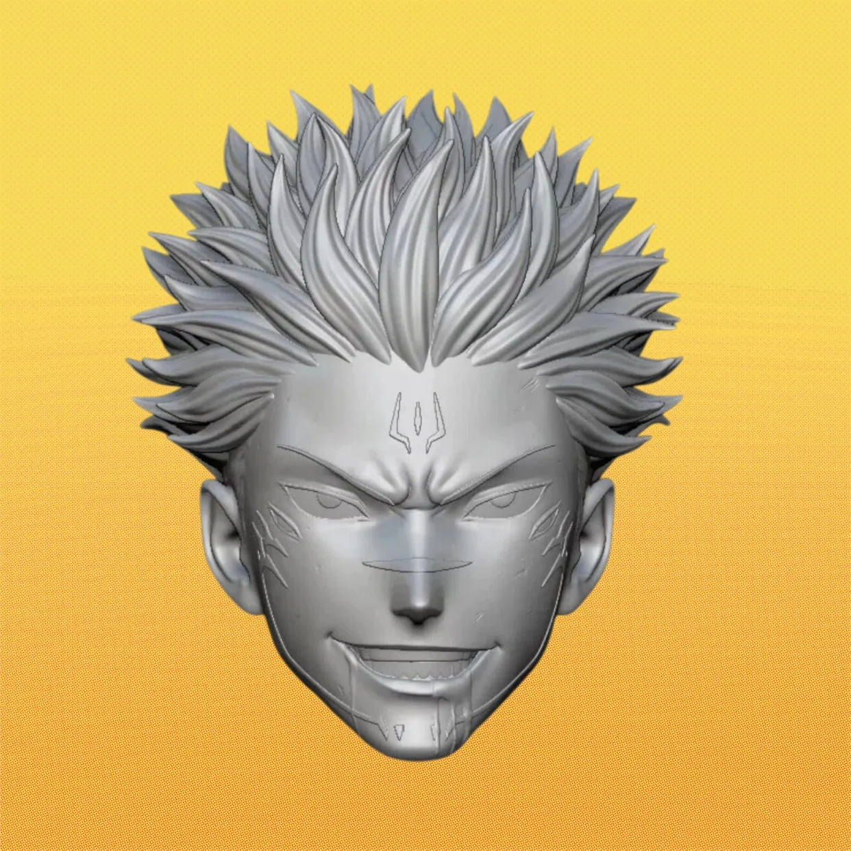 【Unpainted】1/12 Scale Male Soldier Itadori Yuji Facial Exclusive Logo Tattoo White Head Carving For 6'' Action Figure Model