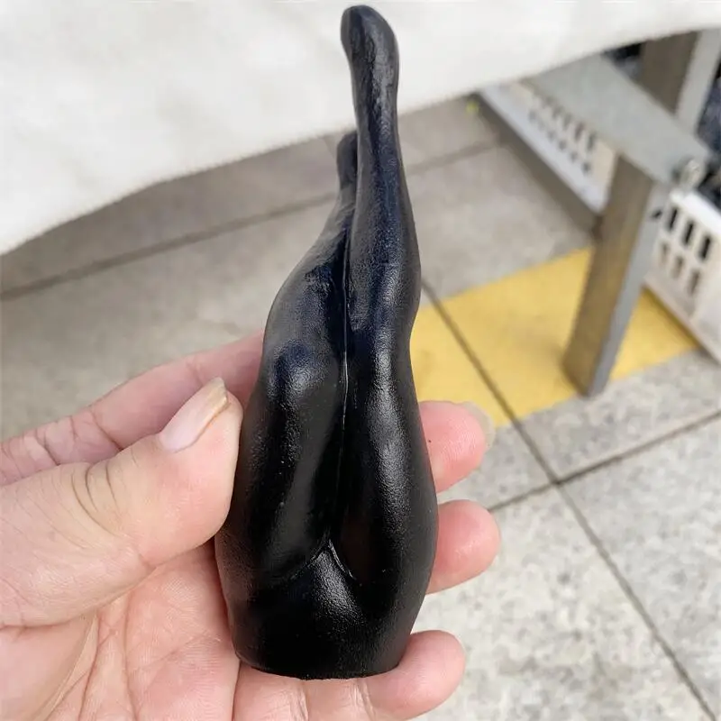 Natural Black Obsidian Model Leg Carving Shape Crystal Reiki Healing Fengshui Stones Home Decoration Gift 1PCS