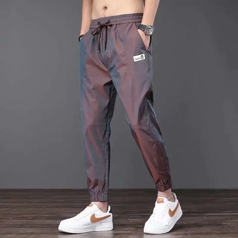 

Ice Silk Casual Pants Men's Summer Thin Loose Cuffed Air Conditioned Sports Workwear Trousers Straight Leg mid Low Waist Eigh...