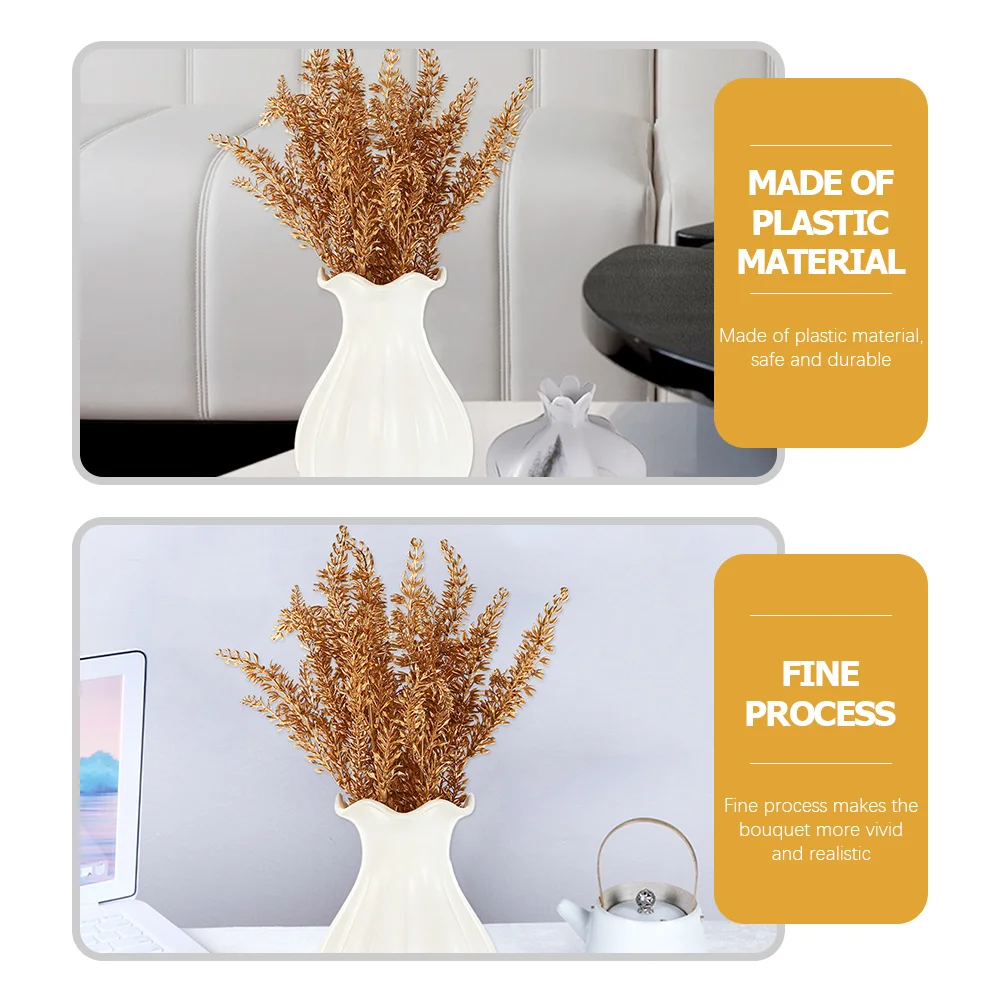 

5pcs Simulation Golden Wheat Ear Artificial Flower Decor Wedding Home Bouquet Picks Indoor Desktop Decoration Dried Flower