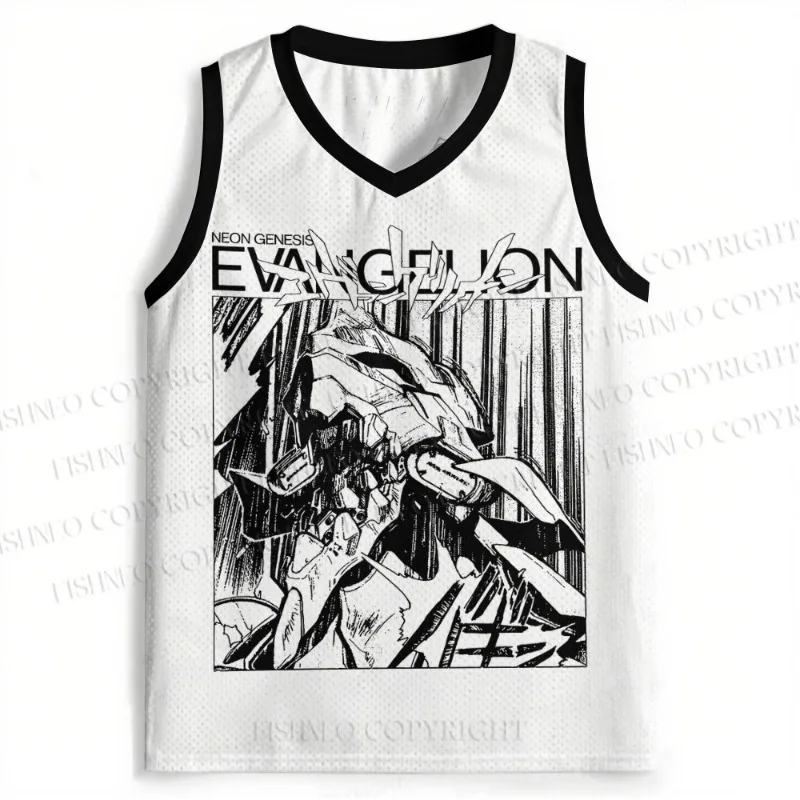 Anime Evangelion Basketball Tank Top Ayanami Graphic Sleeveless Mesh Jersey Unisex Vintage Manga Print Casual Street Sport Vest - view 2