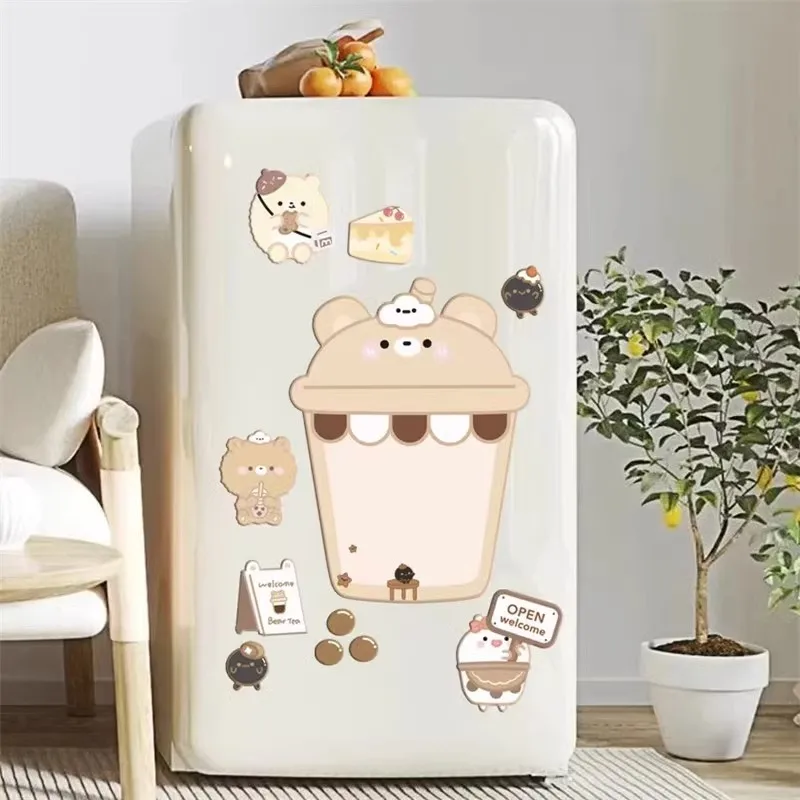 Magnetic Whiteboard Sticker Cute Lovely Milk Tea and Bread Message Board Table Easy To Erase Message Drawing Board Soft Refriger