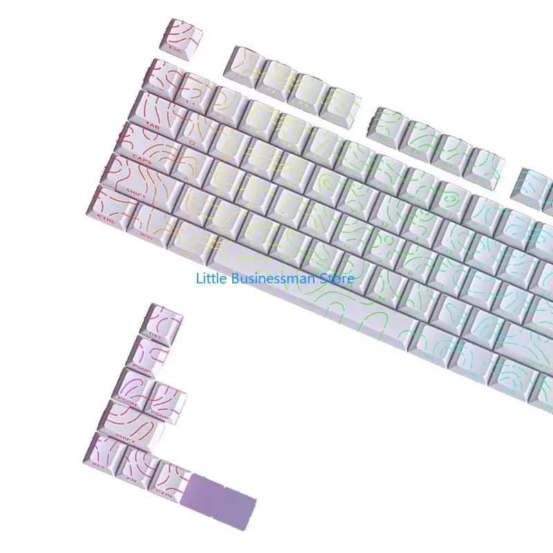 Professionelle 97-Tasten-PBT-Tastenkappen mit seitlichem Druckdesign und erstklassiger Verschleißfestigkeit für Gamer M76A – Detail 4