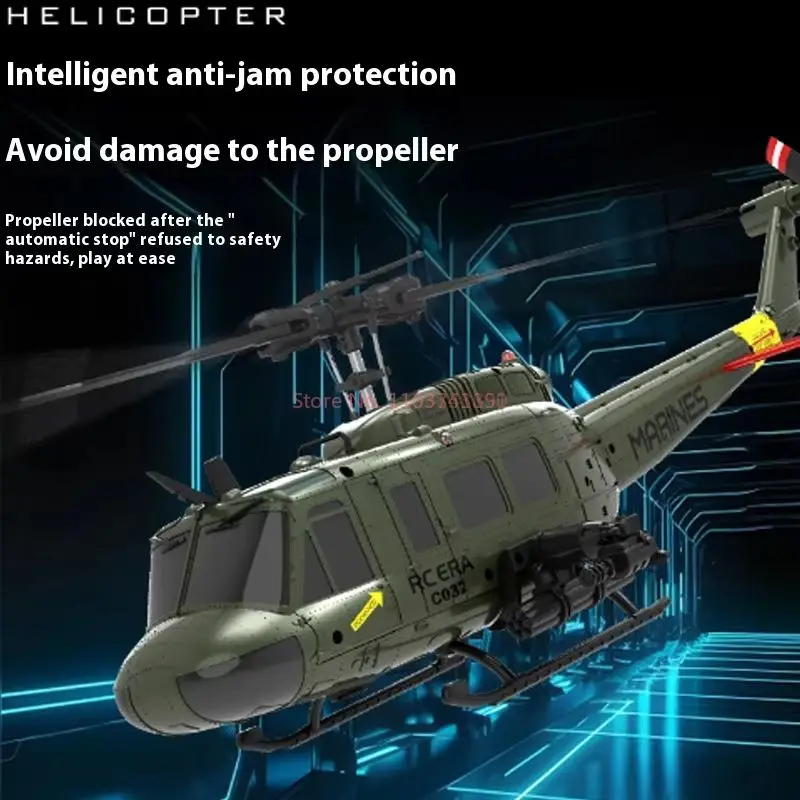 C032 Uh-1 Huey จําลอง 3d หกทาง Aileron ฟรี Reverse Flying Stunt เฮลิคอปเตอร์ไฟฟ้ารีโมทคอนโทรลเครื่องบินรุ่นของเล่น