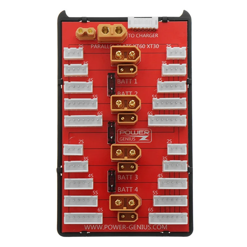 

X62A_XT30 XT60 Parallel Charging Board Supports 4 Packs 2-6S Lipo Battery