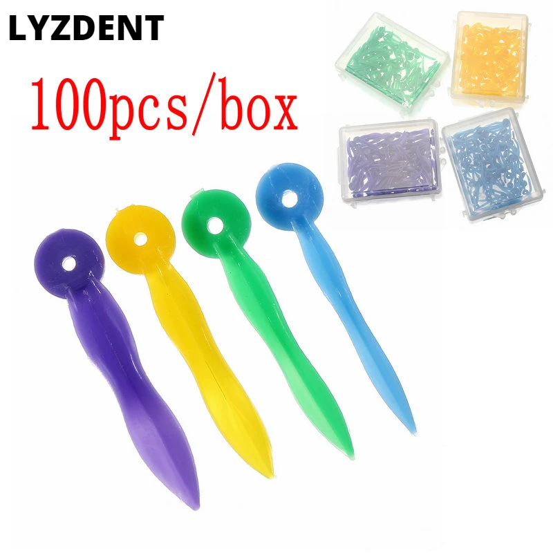 LYZDENT 100pcs/box Disposable Dental Wedges Medical Plastic Arc Concave Design Diastema Wedges With End Circular Hole