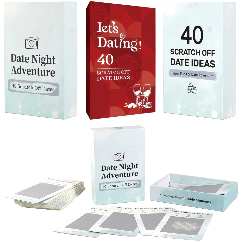 

1 коробка из 40 бумажных карточных игр с датой и ночью на День святого Валентина, свадьба, карнавал, вечеринка, пары, юбилей, семейная вечеринка, подарочные игры