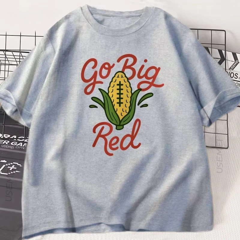 

Go Big Red T-Shirt Football Volleyball Tee Game Day T Shirt Men Women Casaul Cotton Short Sleeve Round Neck Graphic Tees Tops