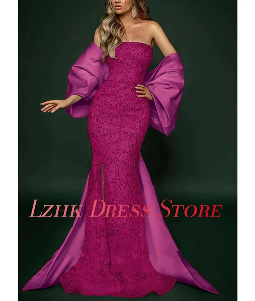 تخصيص عالية الجودة الدانتيل حورية البحر قبالة الكتف فساتين السهرة مزاجه حمالة الطابق طول فساتين حفلة موسيقية