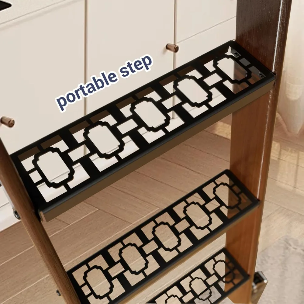 Set di accessori per scale da biblioteca in acciaio da 7 pezzi in stile vintage, finitura nera, kit hardware per scale per gli amanti dei libri