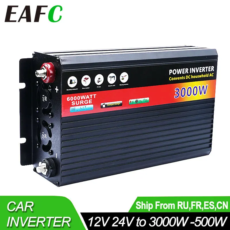 

500W/1000W/2000W/3000W Car Inverter Power Inverter DC To AC 12V 24V To 220V Car Voltage Converter Transformer with USB Charger