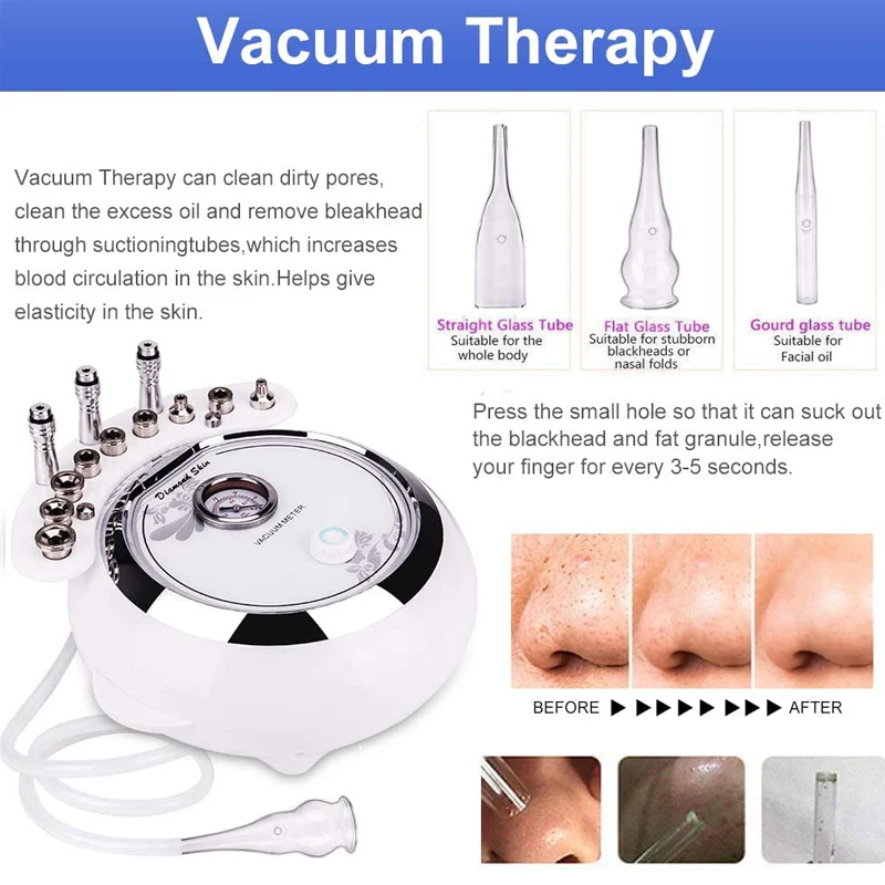 3-in-1 Vacuum Therapy Machine Blackhead Remover Microdermabrasion Skin Care Device for Deep Pore Cleansing