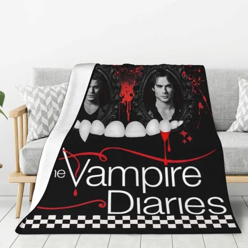 

Custom The Vampire Diaries Blanket Soft Fleece Spring Autumn Warm Flannel Throw Blankets for Sofa Home Bedroom Quilt