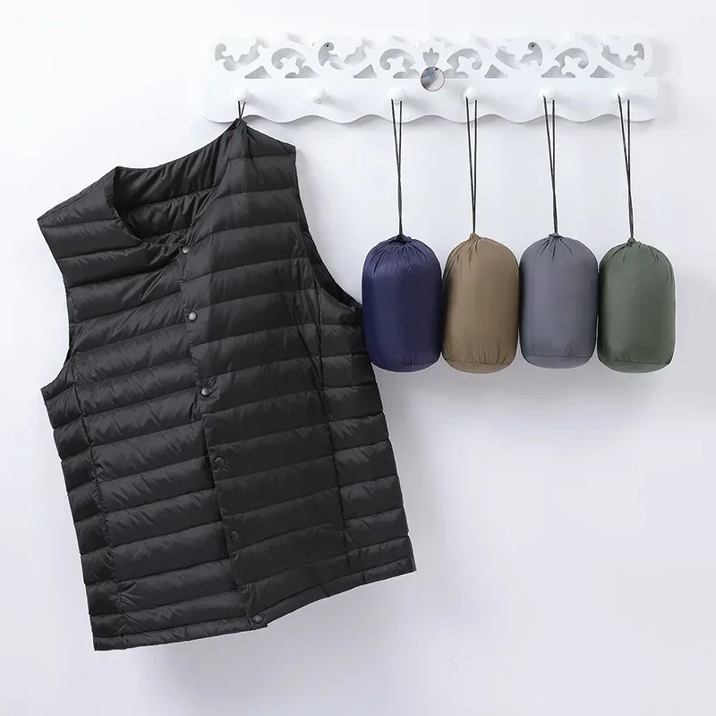 Men\'s Sleeveless Down Liner Vest 2023 New Autumn Winter Ultra Lightweight Packable Warm White Duck Down Men Vest Jackets