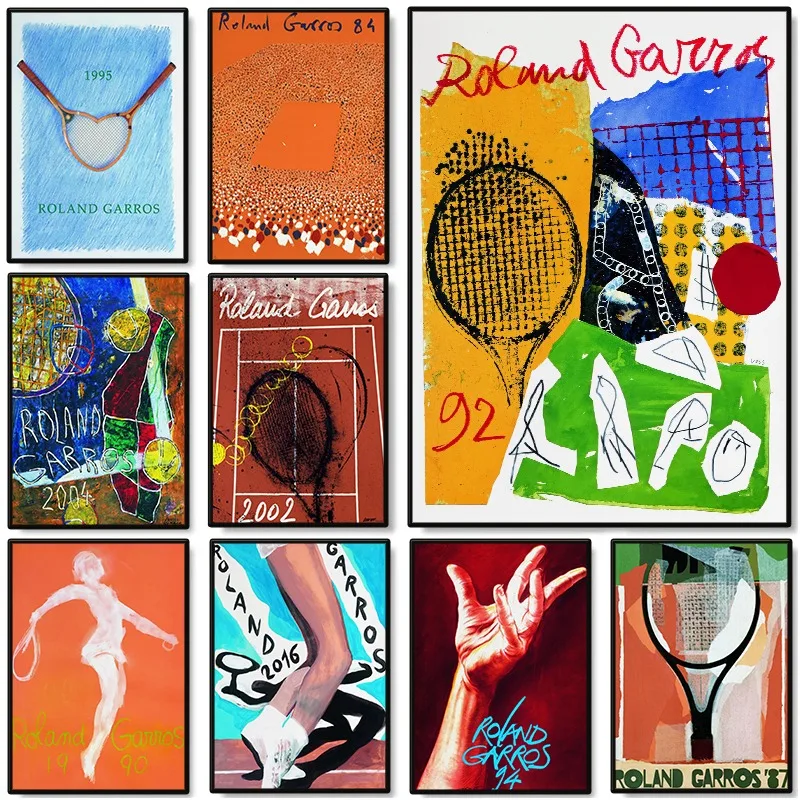 Póster contemporáneo del juego de tenis, pintura en lienzo Vintage R-Roland G-Garros del Abierto de Francia, arte de pared para decoración del hogar y sala de estar