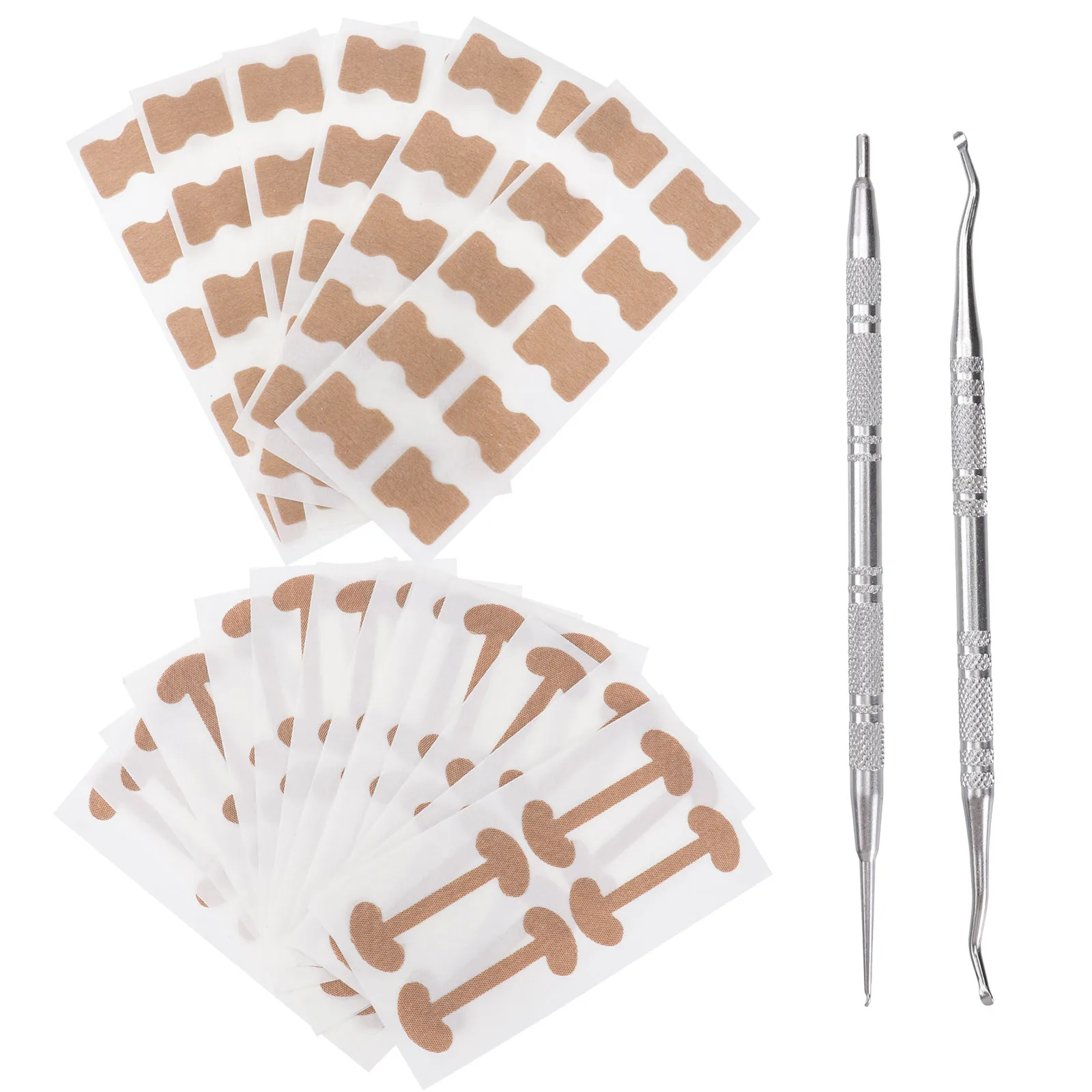 1 Set Zehennagel-Korrektur-Patch-Set aus Edelstahl für eingewachsene Nägel mit gebogenem Löffel, Zehennagelaufkleber aus Baumwolle für die Fußpflege