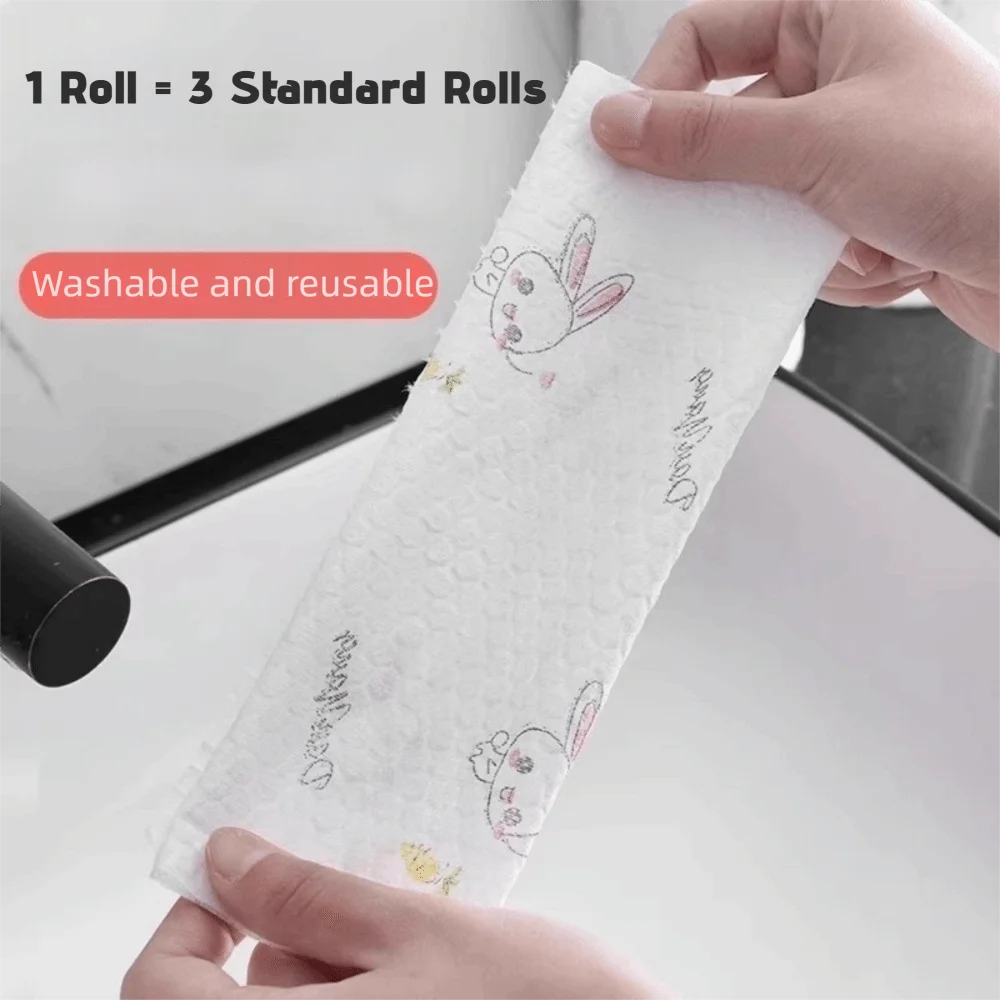 1Roll/400Sheets Non-woven Fabric One-Time Dishcloth Dry Wet Dual-Use Thickened Disposable Lazy Cleaning Rags Degreased Reusable